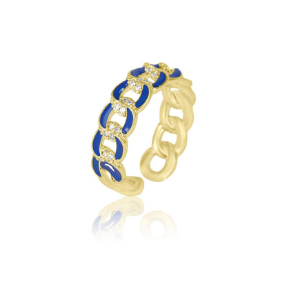 WrapGame Enamelled Cuban Ring in Gold Polish