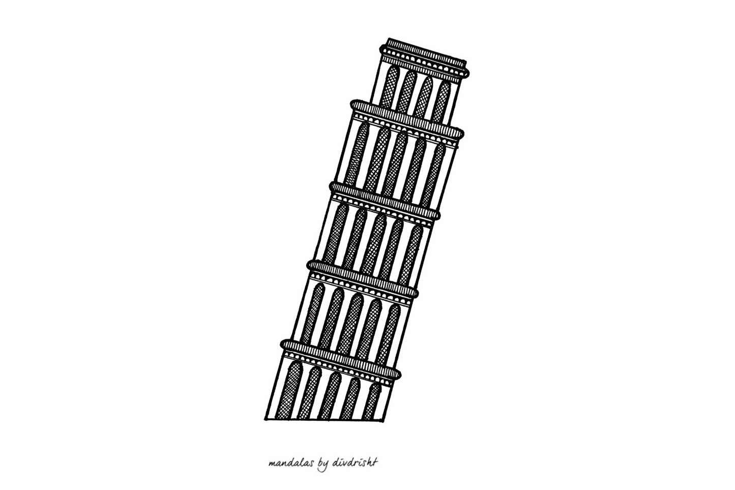 Mandalas by Divrisht 'Leaning Tower of Pisa' Postcard