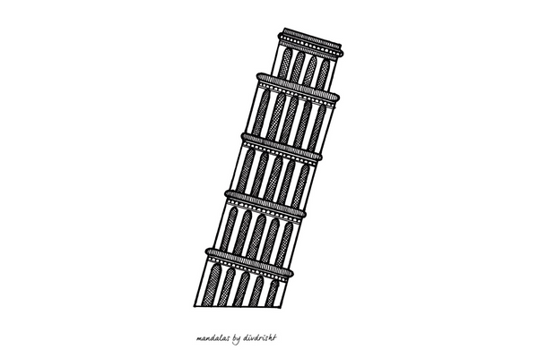 Mandalas by Divrisht 'Leaning Tower of Pisa' Postcard - reference