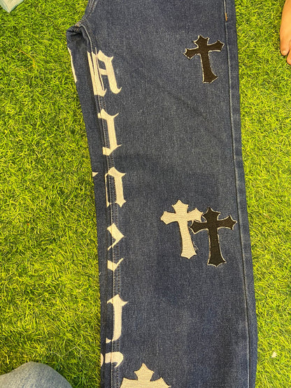 Valkyre Clothing Mens 'Cash Only/Embroidery Cross' Jeans