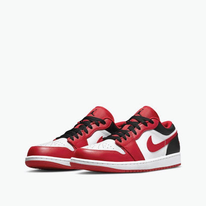 Angled view of Air Jordan 1 Low Bulls