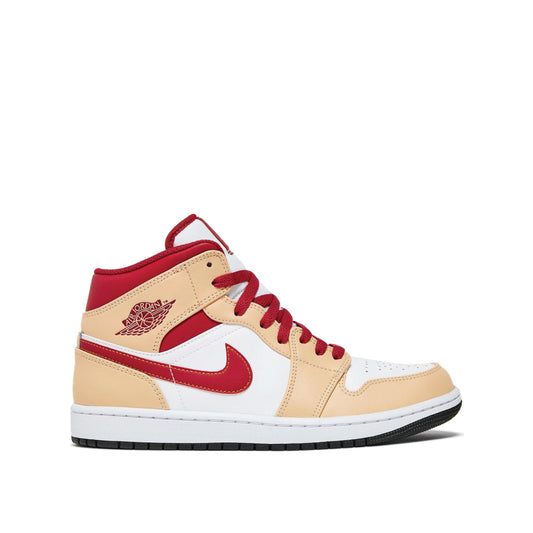 Side view of Air Jordan 1 Mid Cardinal Red Curry