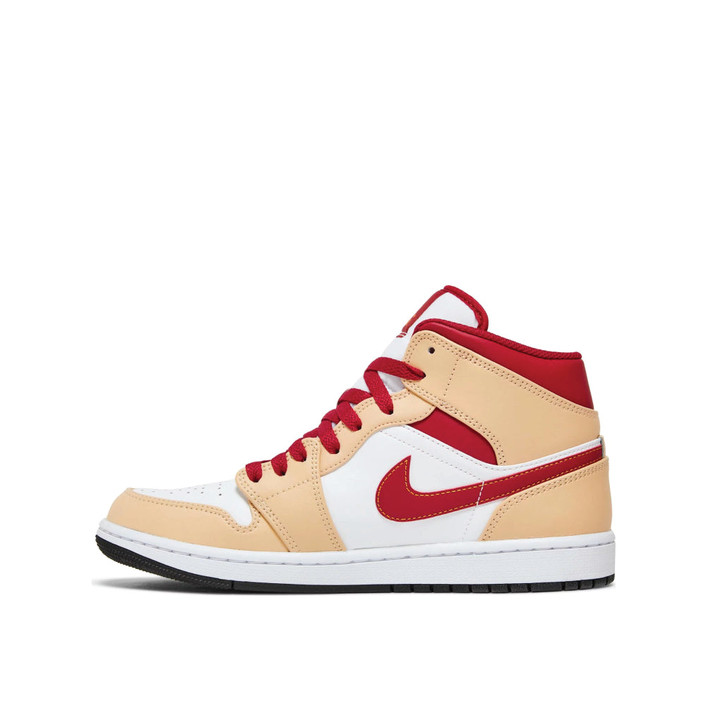 Alternate side view of Air Jordan 1 Mid Cardinal Red Curry