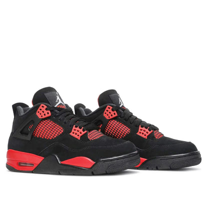 Angled view of Air Jordan 4 Retro 'Red Thunder'