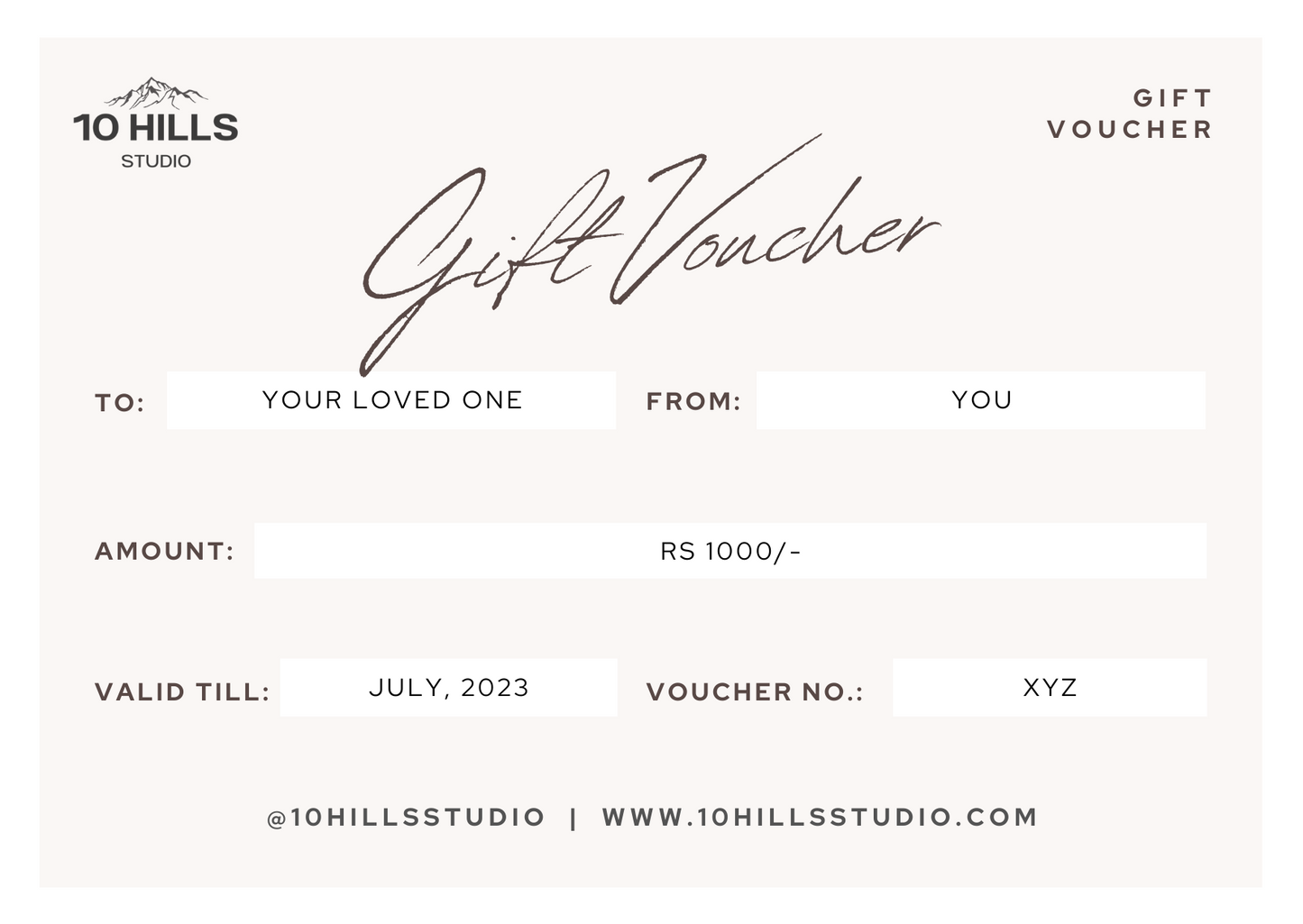 10 Hills Studio Gift Card