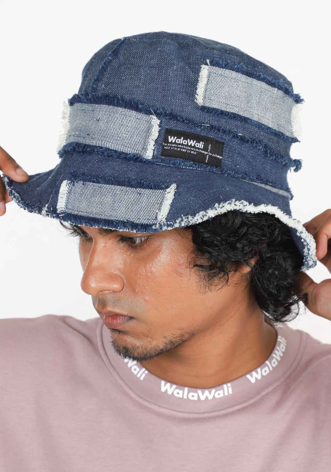 WalaWali Denim Patch Bucket Hat