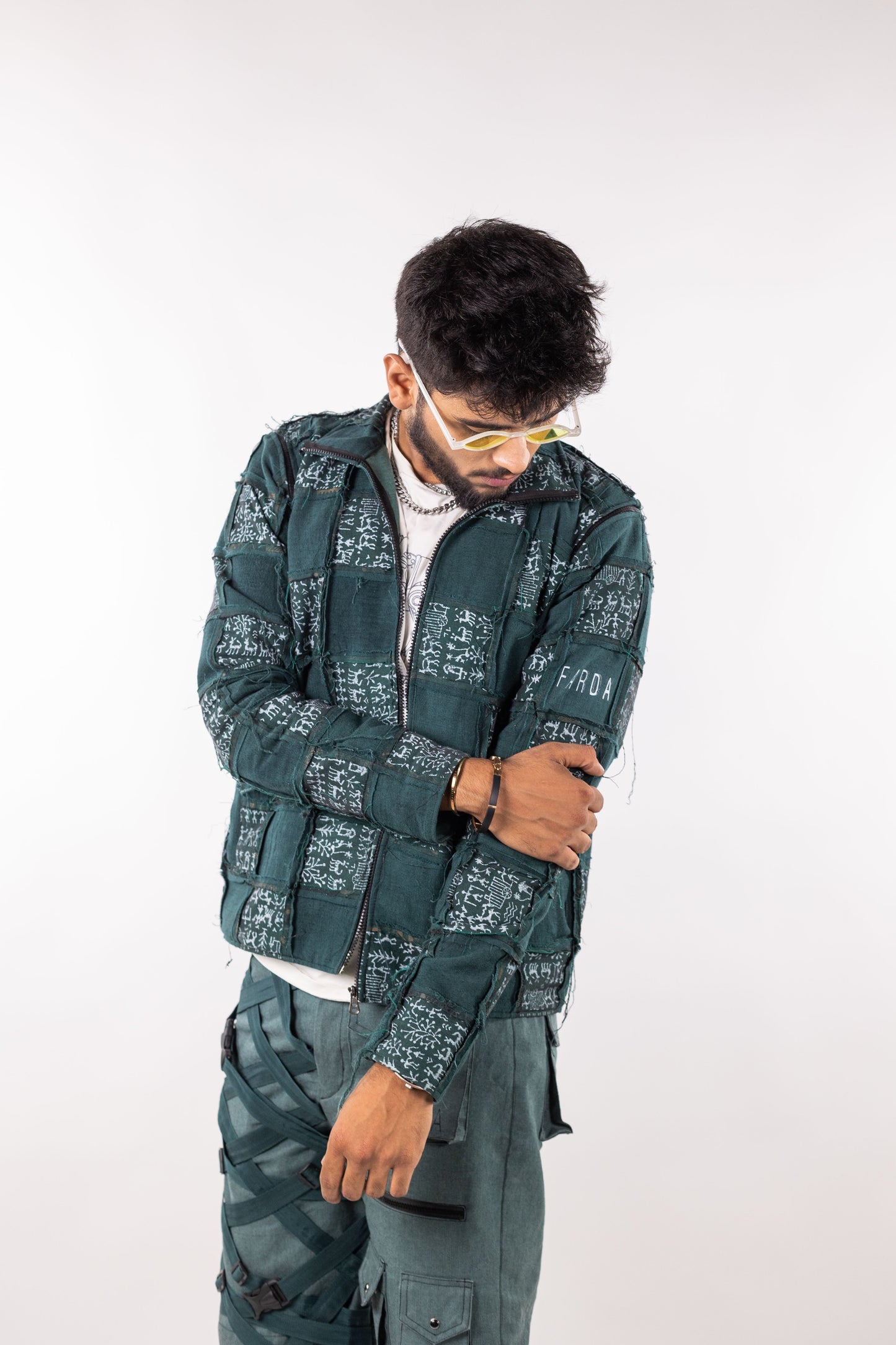 Farda Clothing Unisex 'Boscage' Block Printed Varli Jacket