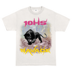 Front view of 10 Hills Studio Unisex 'Savage' White Boxy T-Shirt