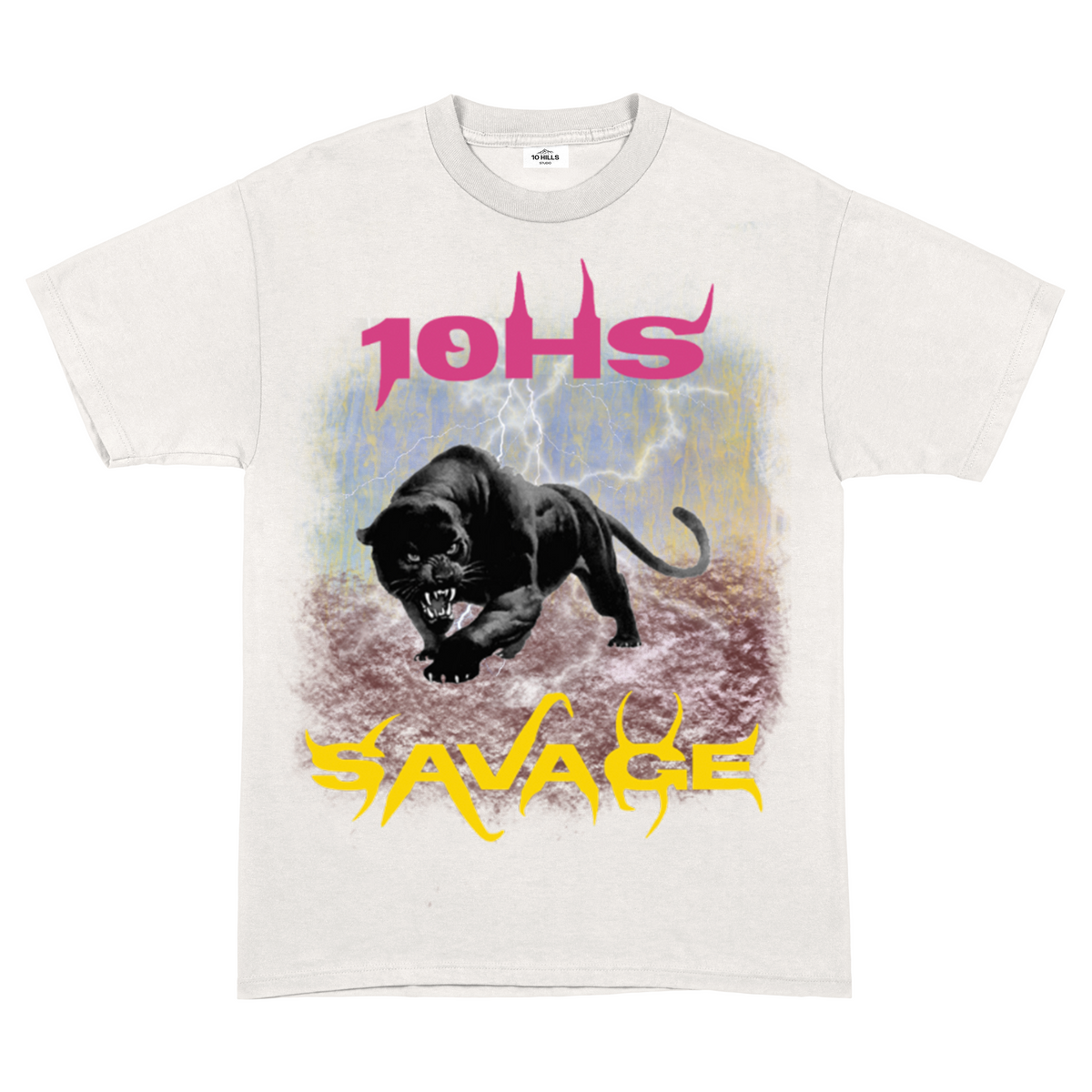 10 Hills Studio Unisex 'Savage' White Boxy T-Shirt