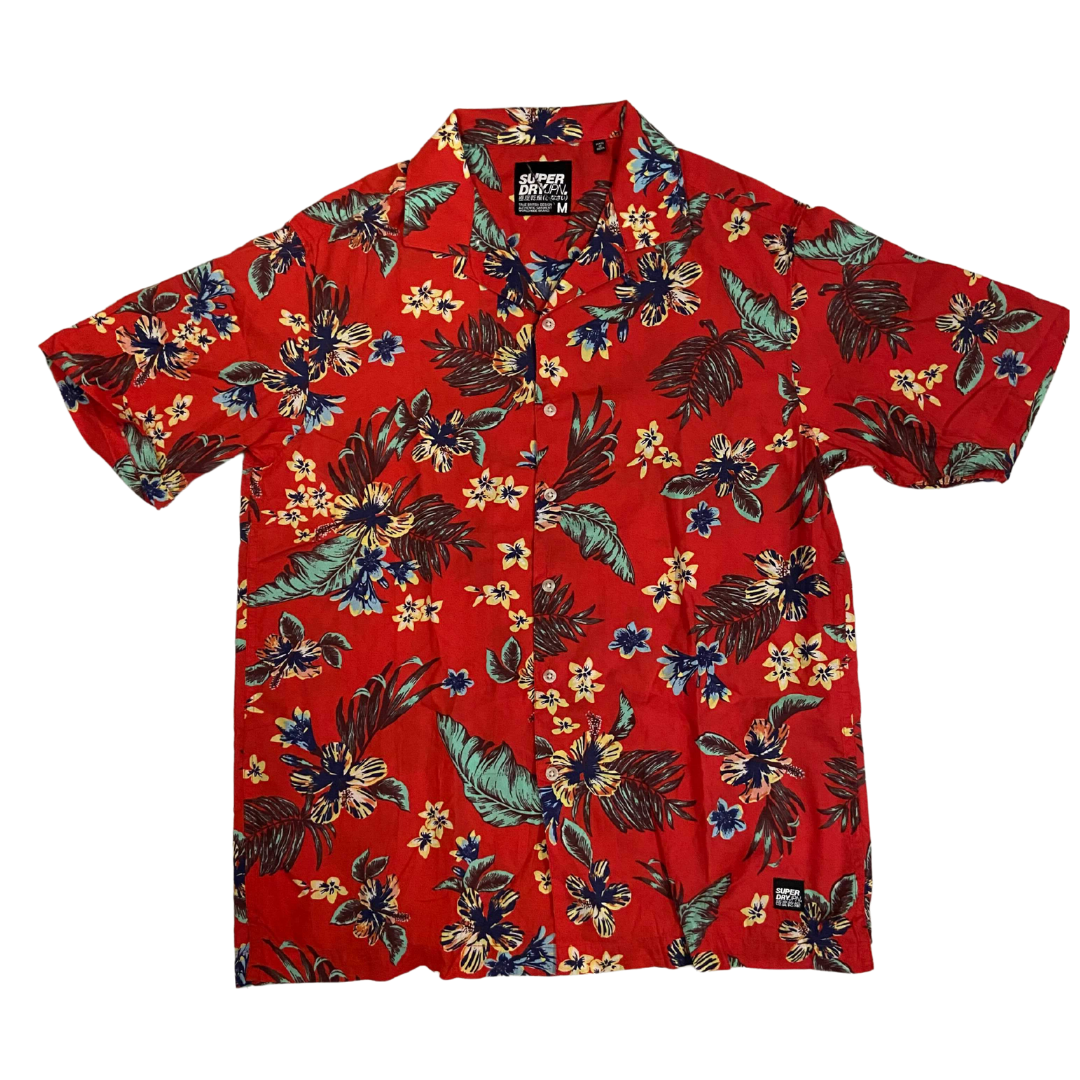 Red Superdry Half Sleeve Hawaiian Shirt