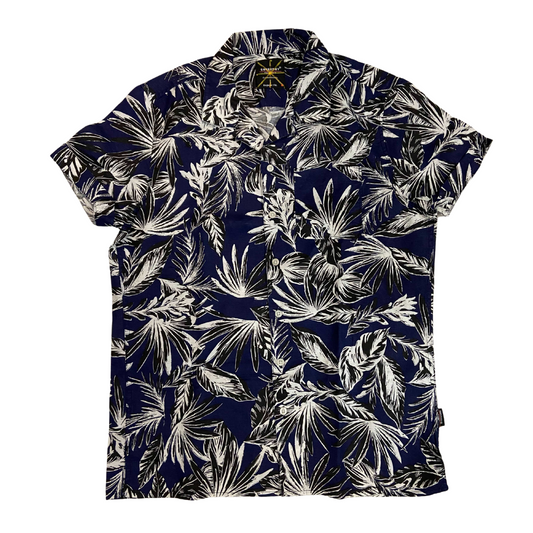 Blue and White Superdry Short Sleeve Hawaiian Shirt