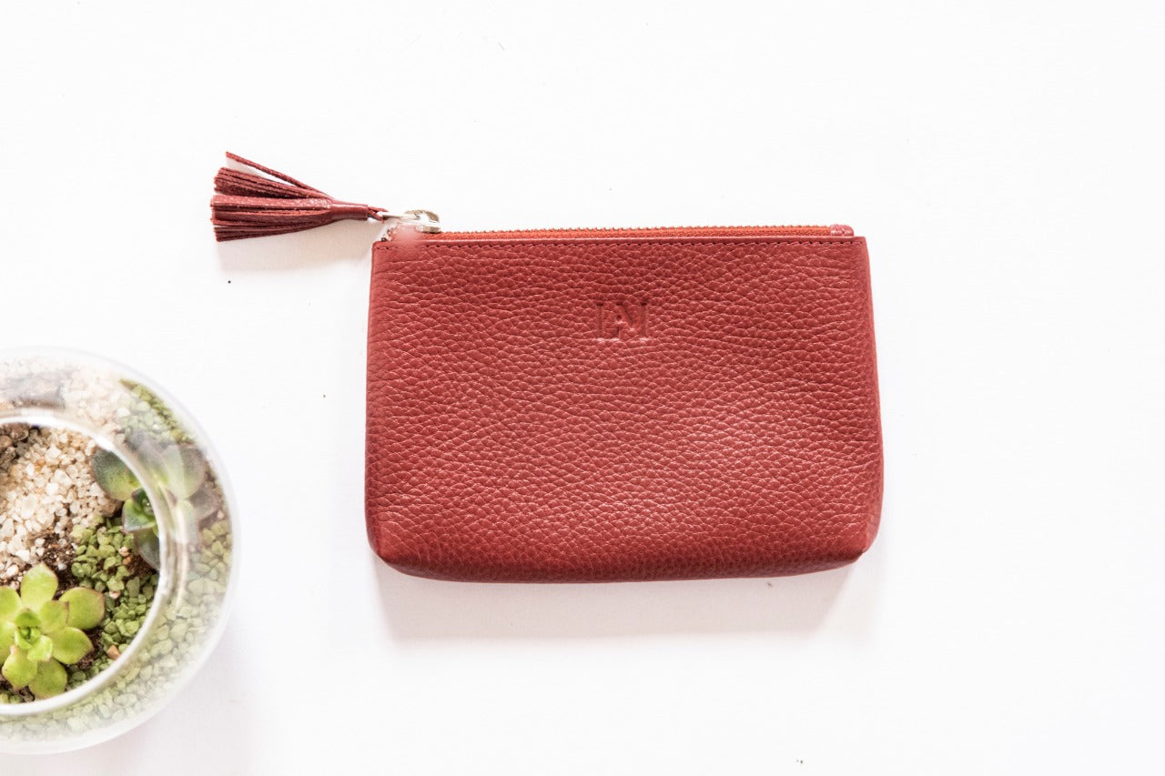 Le Mira 'The Pompon' Genuine Leather Pouch