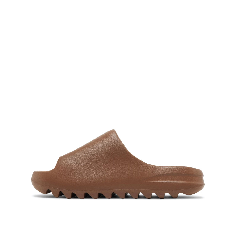 side view of Adidas Yeezy Slides Flax; left pair