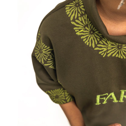 Farda Clothing Unisex 'Zinna' Oversize Green T-Shirt