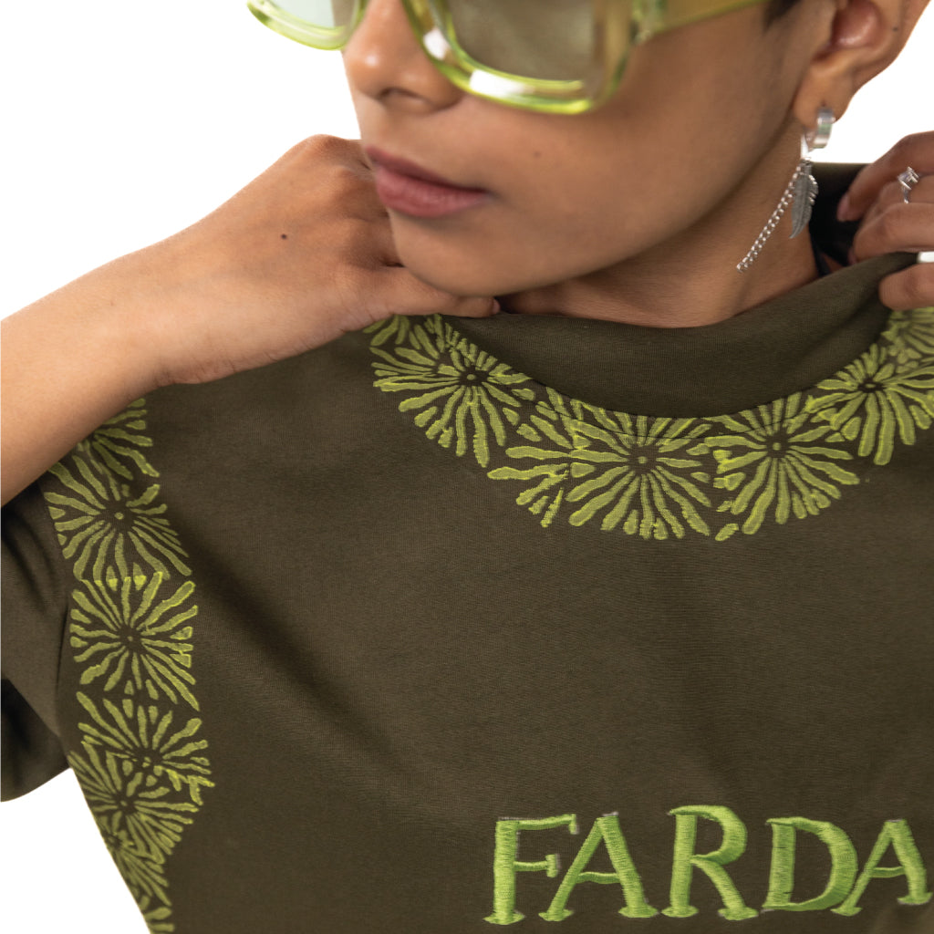 Farda Clothing Unisex 'Zinna' Oversize Green T-Shirt