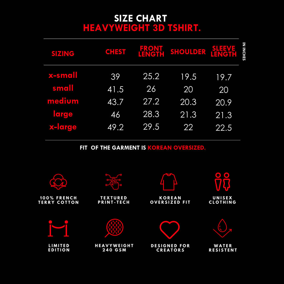 Sizing chart of Sorta Club Pause T-Shirt