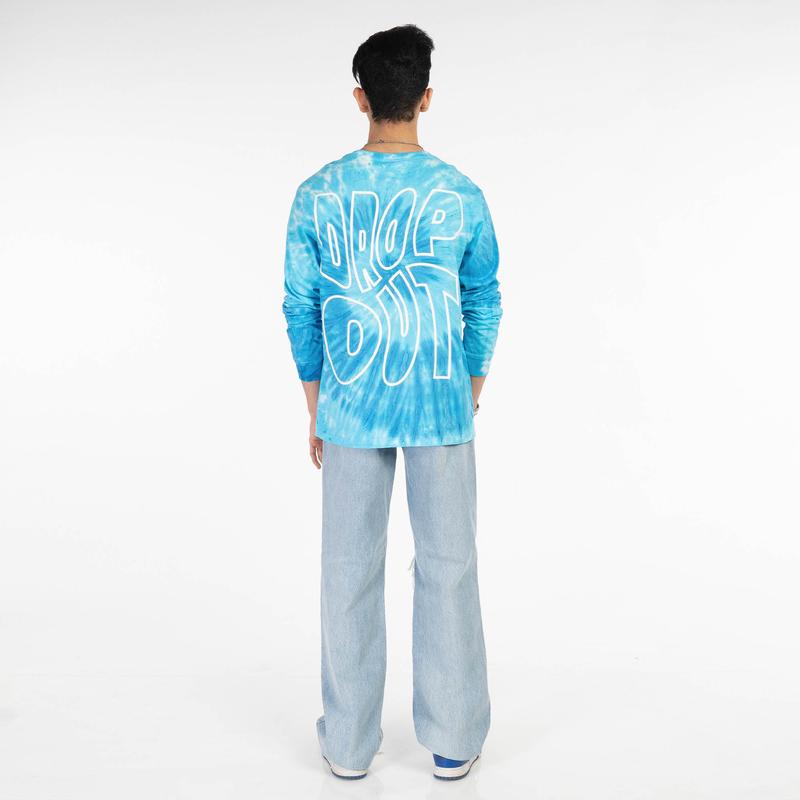 Halo Effect Drop-out Tie Dye Blue Full Sleeve T-Shirt