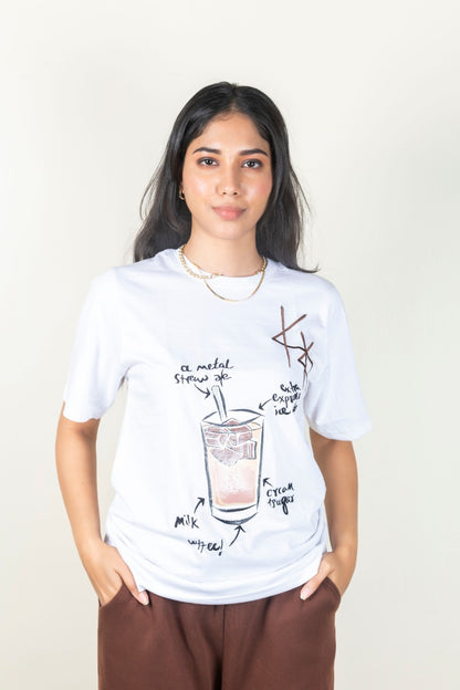 KNN Calcutta 'Iced Koffee' Oversize White T-Shirt