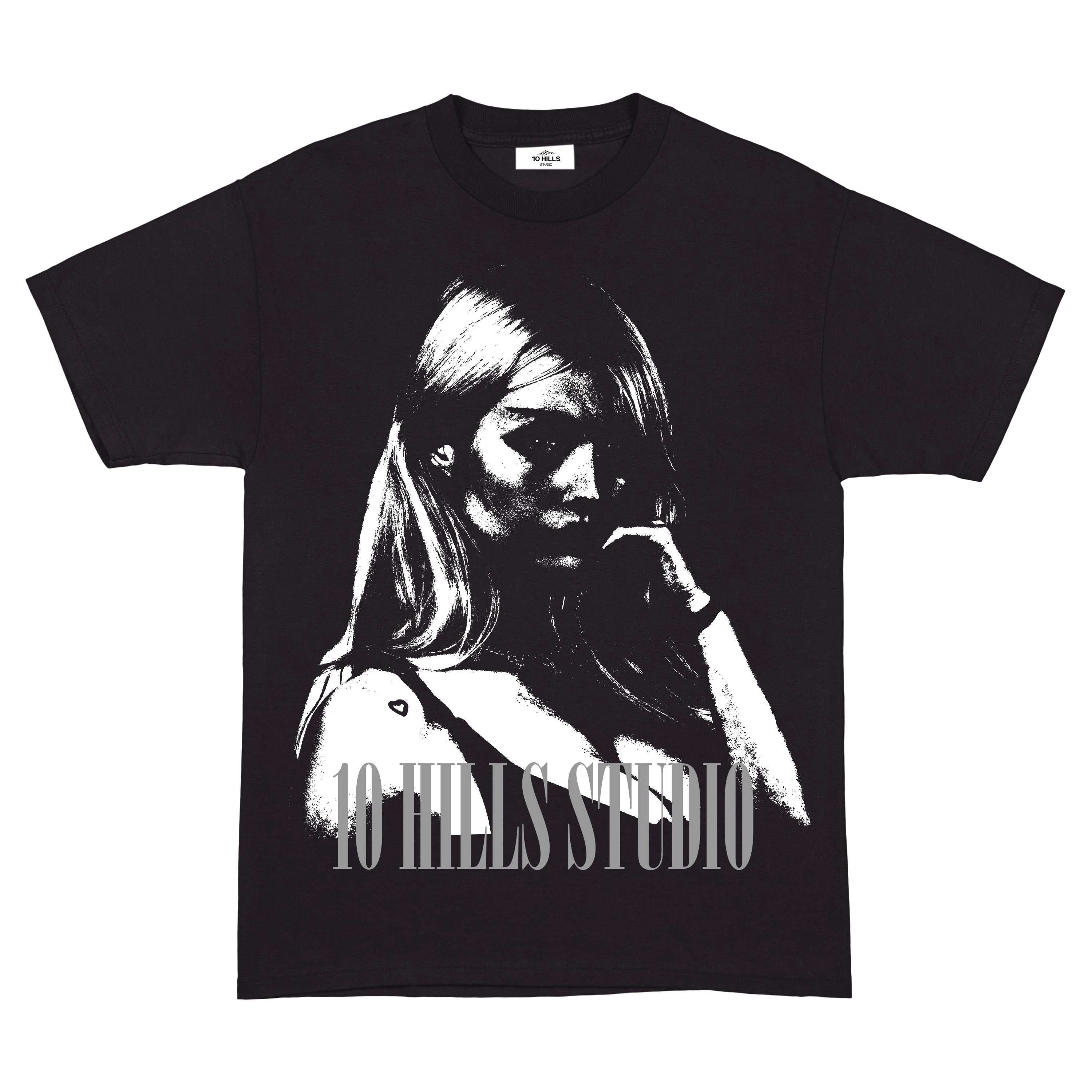 Front view of 10 Hills Studio Unisex 'Hot Girl' Boxy Black Tee