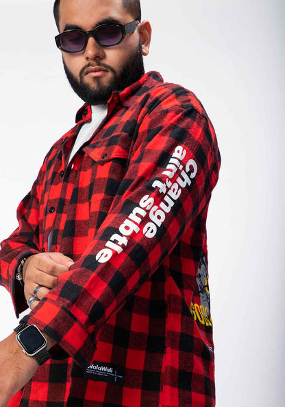 WalaWali God’s Plan Red Flannel Shirt