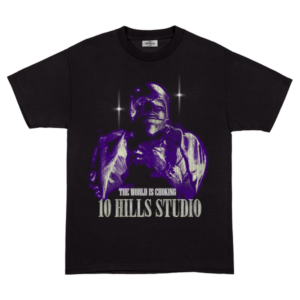 10 Hills Studio Unisex 'The World is Choking' Black Boxy Tee - reference