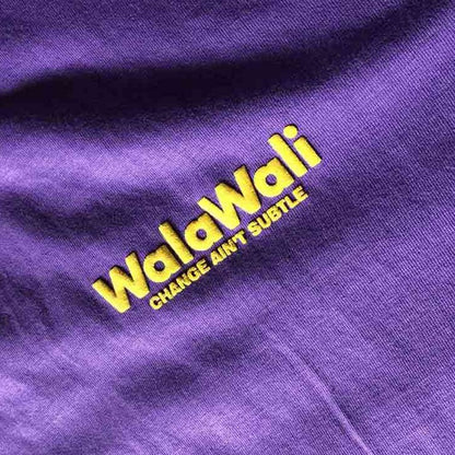 WalaWali Unisex 'Change Ain’t Subtle' Puff Print Oversize Purple Tee