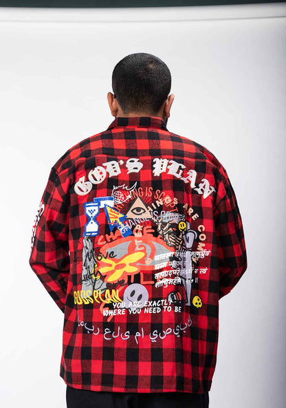 WalaWali God’s Plan Red Flannel Shirt