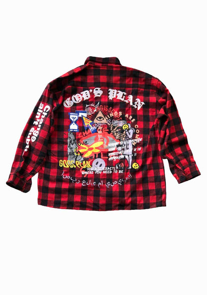 WalaWali God’s Plan Red Flannel Shirt