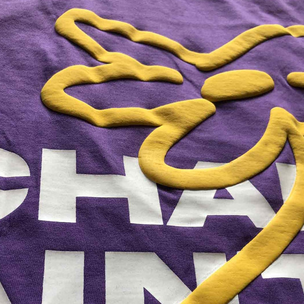 WalaWali Unisex 'Change Ain’t Subtle' Puff Print Oversize Purple Tee