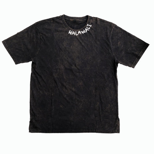 WalaWali Unisex 'Neck Logo' Vintage Black Tee