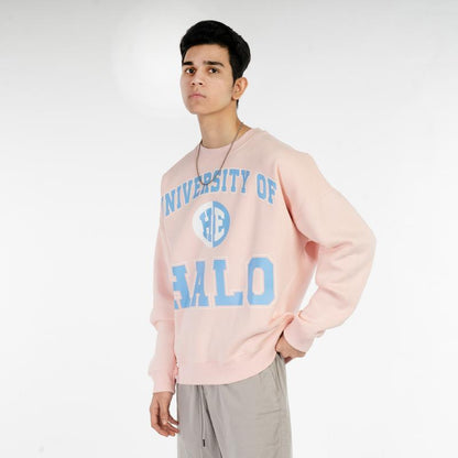 Halo Effect Unisex 'University of Halo' Marshmallow Pink Sweatshirt
